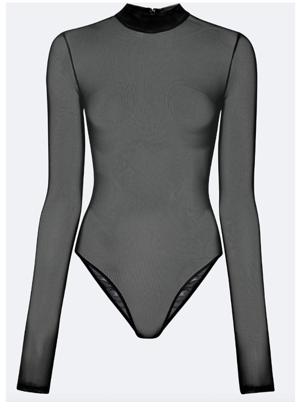 KISSKILL Black Mesh Mock Neck Bodysuit XS Goth Baddie Whimsigoth Minimalist